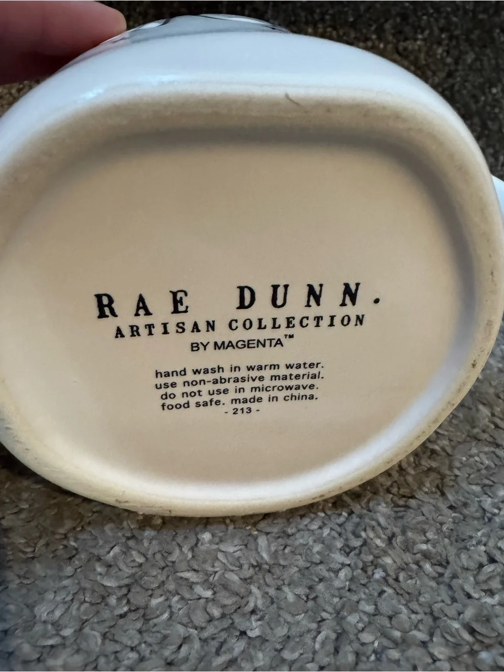 Rae Dunn Cream Ceramic Mug with Black Lettering